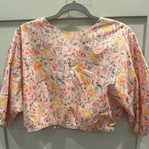 AUREUM Floral Blouse - Pink, Orange, and Yellow